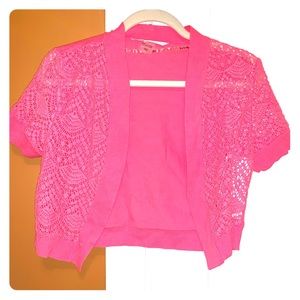Peter Nygard bright pink lace petite bolero